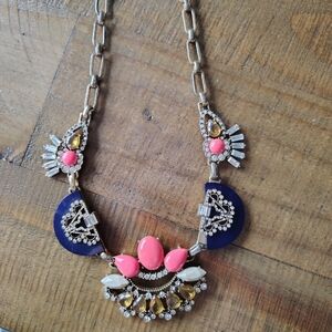 J. Crew Pink and Navy Statement Necklace